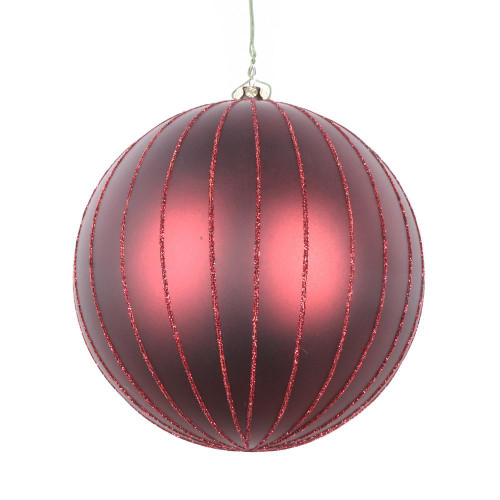 Vickerman MT211765D 5" Burgundy Matte Glitter Ball Orn 4/bag