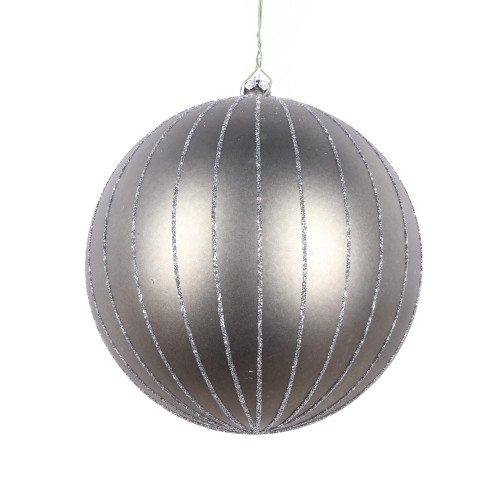 Vickerman MT211787D 5" Pewter Matte Glitter Ball Orn 4/bag