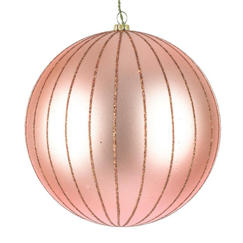 Vickerman MT211958D 6" Rose Gold Matte Glitter Ball Orn 2/bg