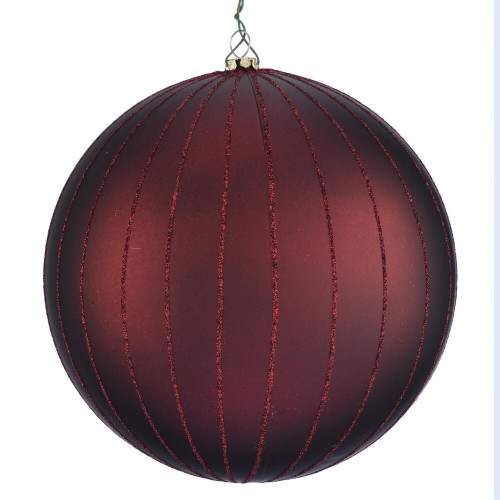 Vickerman MT211965D - 6 inch Burgundy Glitter Ball Christmas Ornament - 2 Pack