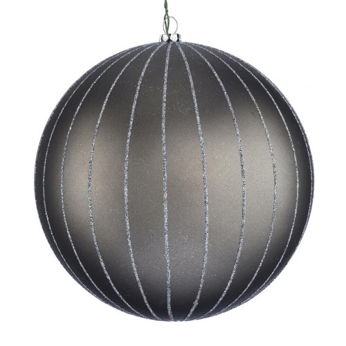 Vickerman MT211987D 6" Pewter Matte Glitter Ball Orn 2/bag