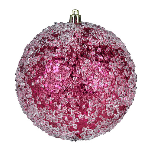 Vickerman N190421D 8" Berry Red Glitter Hail Ball