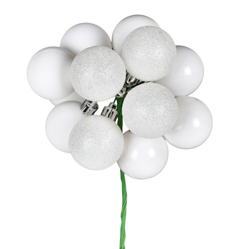 Vickerman N192511 12" White Ball Ornament Pick 4/Bg