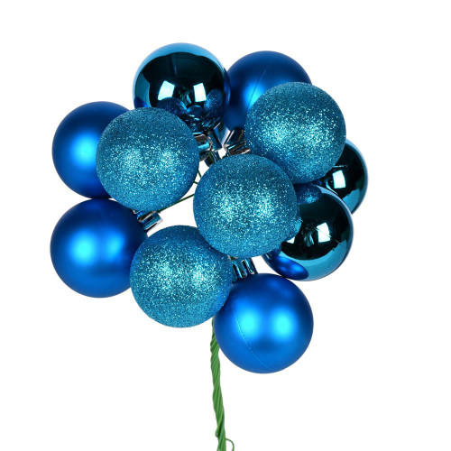 Vickerman N192512 - 12 inch Turquoise 4-Finish Ball Christmas Ornament - 4 Pack