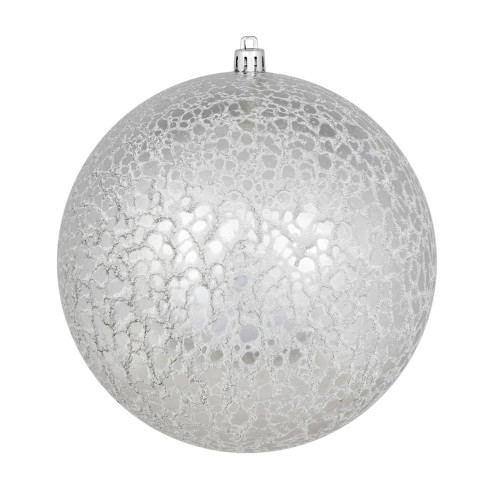 Vickerman N195807D 8" Silver Crackle Ball Ornament
