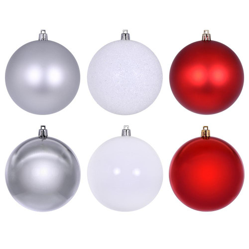 Vickerman N220150 2.4" Red White Silver Orn Asst 18/box