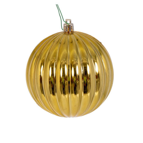 Vickerman N222208DSV - 4 inch Gold Shiny Ball Outdoor Christmas Ornament - 6 Pack