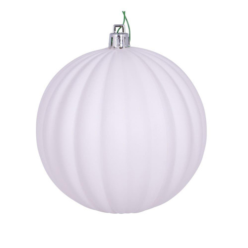 Vickerman N222211DMV - 4 inch White Matte Ball Outdoor Christmas Ornament - 6 Pack