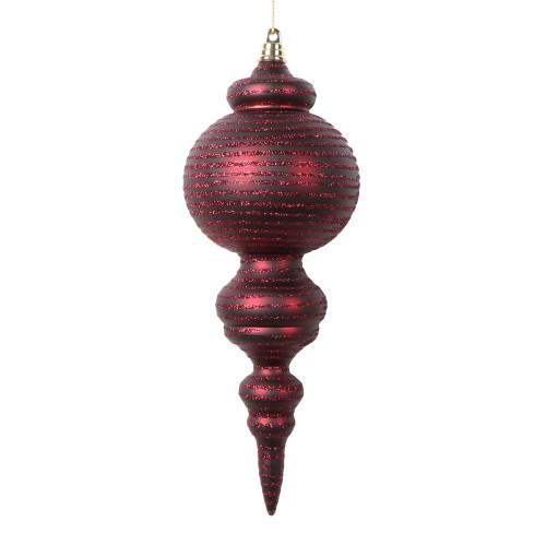 Vickerman MT224565 - 10 inch Burgundy Matte Finial Christmas Ornament - 2 Pack