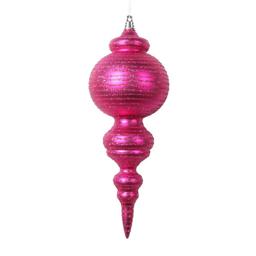 Vickerman MT224570 - 10 inch Fuchsia Matte Finial Christmas Ornament - 2 Pack