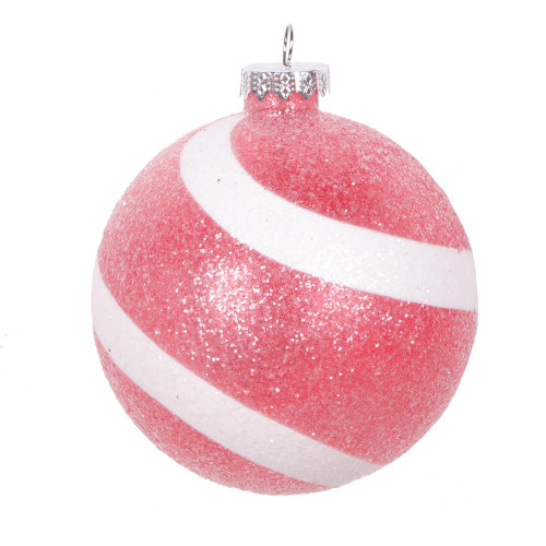  Vickerman MT228503 4" Red/White Sugar Glitter Ball 4/Bag 