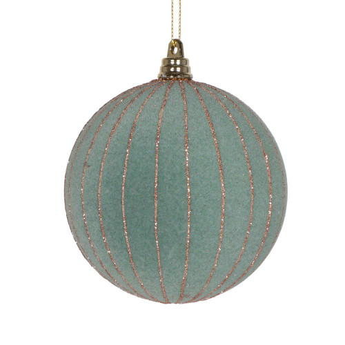 Vickerman MT229142 - 4 inch Light Green Glitter Ball Christmas Ornament - 3 Pack
