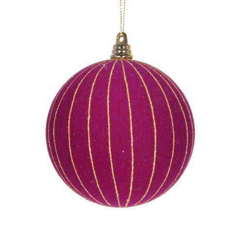 Vickerman MT229165 - 4 inch Dark Purple Glitter Ball Christmas Ornament - 3 Pack