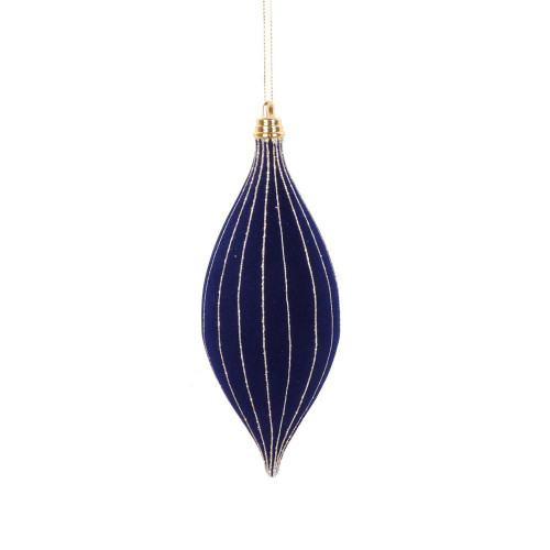 Vickerman MT229731 - 7 inch Midnight Blue Glitter Teardrop Christmas Ornament - 3 Pack