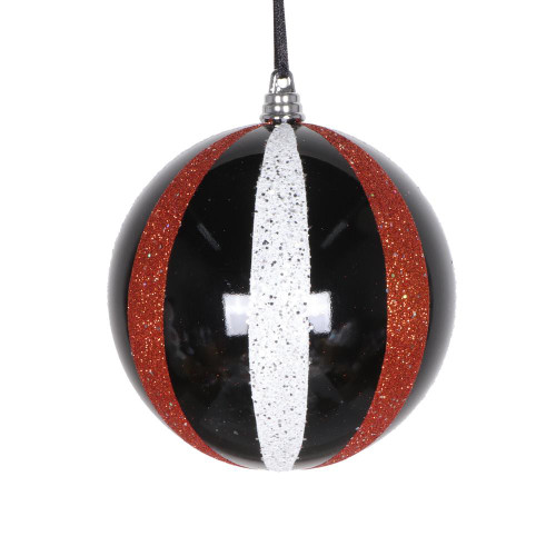 Vickerman MT229920 4.7" Black White Orange Round Orn 3/Bag