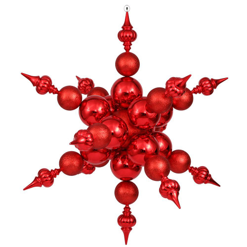 Vickerman N115203 39" Red Radical Snowflake Shiny/Glitter
