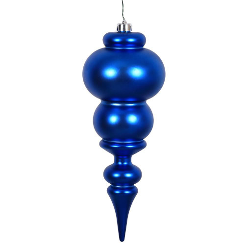 Vickerman N150602DMV - 14 inch Blue Matte Finial Outdoor Christmas Ornament