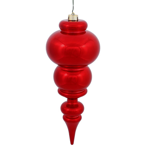  Vickerman N150603DSV 14" Red Shiny Finial UV Drilled 