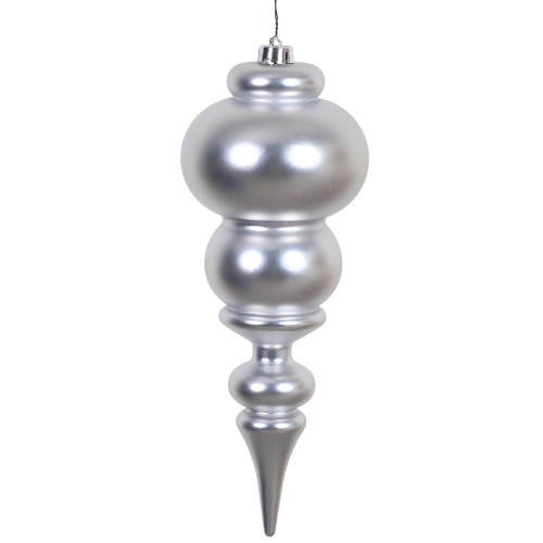 Vickerman N150607DMV - 14 inch Silver Matte Finial Outdoor Christmas Ornament