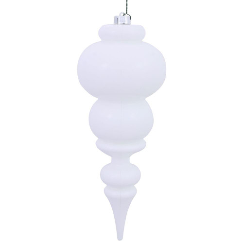  Vickerman N150611DSV 14" White Shiny Finial UV Drilled 