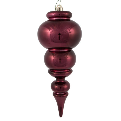 Vickerman N150665DSV - 14 inch Burgundy Shiny Finial Outdoor Christmas Ornament
