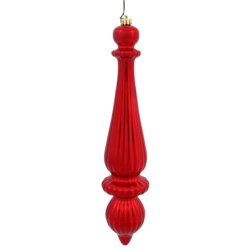  Vickerman N150803DSV 14" Red Shiny Finial Drop UV Dril 2/Bg 