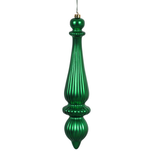 Vickerman N150804DMV - 14 inch Green Matte Finial Outdoor Christmas Ornament - 2 Pack