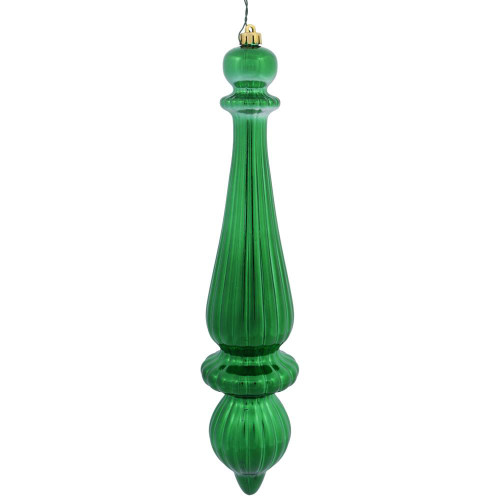 Vickerman N150804DSV 14" Green Shiny Finial Drop UV Dril 2/Bg