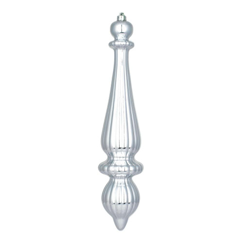 Vickerman N150807DMV - 14 inch Silver Matte Finial Outdoor Christmas Ornament - 2 Pack