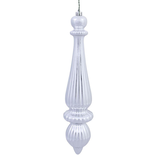 Vickerman N150807DSV 14" Silver Shiny Finial Drop UV Dril 2Bg 