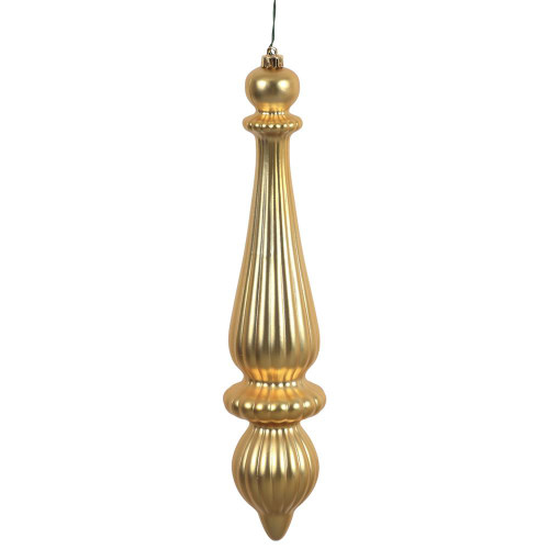 Vickerman N150808DMV - 14 inch Gold Matte Finial Outdoor Christmas Ornament - 2 Pack