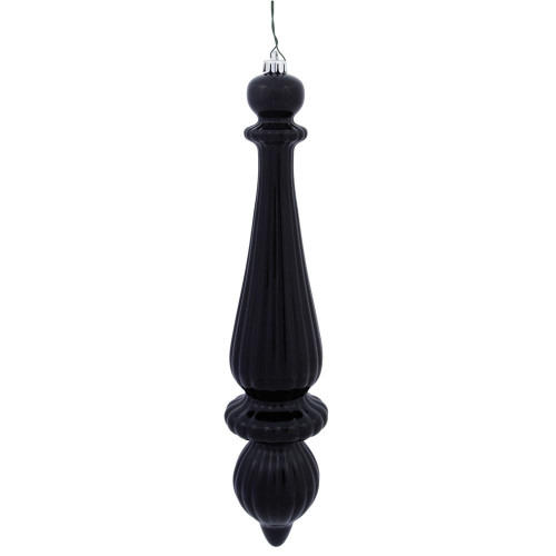 Vickerman N150817DSV - 14 inch Black Shiny Finial Outdoor Christmas Ornament - 2 Pack