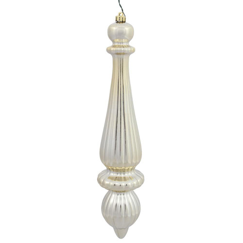 Vickerman N150838DSV - 14 inch Champagne Shiny Finial Outdoor Christmas Ornament - 2 Pack