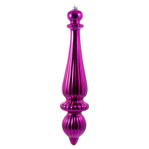 Vickerman N150870DSV 14" Fuchsia Shiny Finial Drop UV 2/Bag