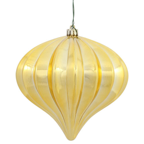Vickerman N151208DSV - 5.7 inch Gold Shiny Onion Outdoor Christmas Ornament - 3 Pack