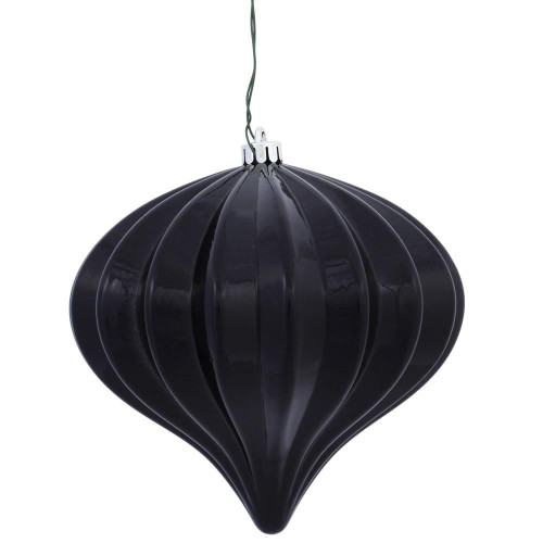 Vickerman N151217DSV - 5.7 inch Black Shiny Onion Outdoor Christmas Ornament - 3 Pack