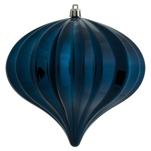 Vickerman N151231DSV - 5.7 inch Midnight Blue Shiny Onion Outdoor Christmas Ornament - 3 Pack