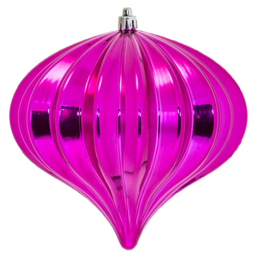 Vickerman N151270DSV - 5.7 inch Fuchsia Shiny Onion Outdoor Christmas Ornament - 3 Pack
