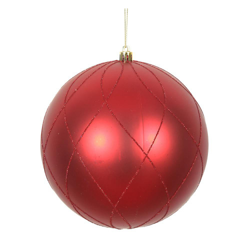 Vickerman N170703D 6" Red Matt Glitter Swirl Ball 3/Bx