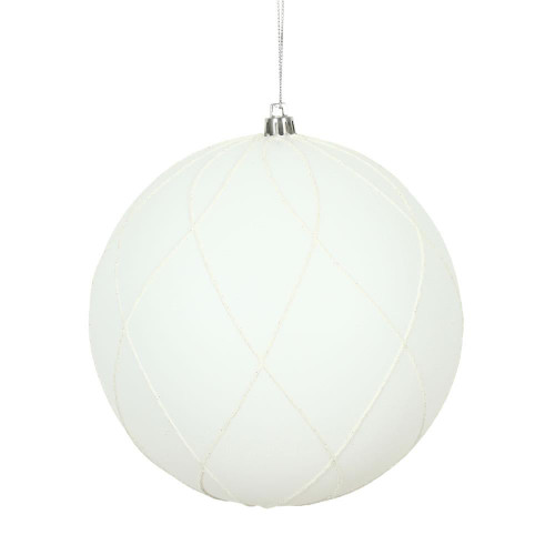 Vickerman N170711D 6" White Matt Glitter Swirl Ball 3/Bx