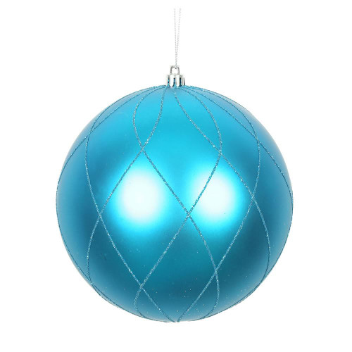 Vickerman N170712D 6" Turquoise Matt Glitt Swirl Ball 3/Bx