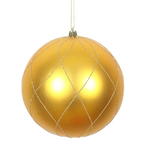 Vickerman N170730D - 6 inch Antique Gold Glitter Ball Christmas Ornament - 3 Pack