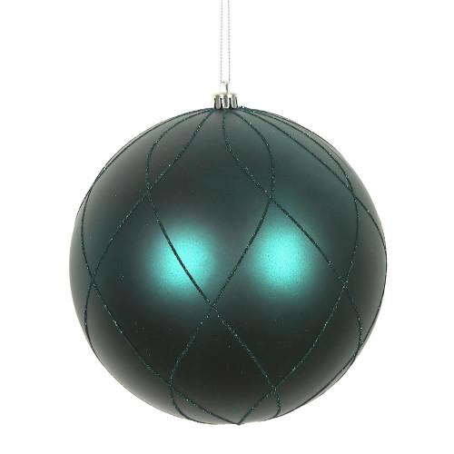 Vickerman N170762D - 6 inch Sea Blue Glitter Ball Christmas Ornament - 3 Pack