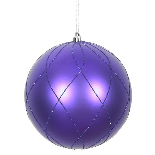 Vickerman N170766D - 6 inch Purple Glitter Ball Christmas Ornament - 3 Pack