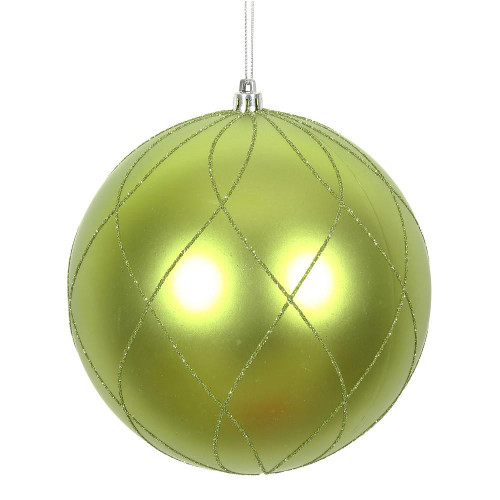 Vickerman N170773D 6" Lime Matt Glitter Swirl Ball 3/Bx