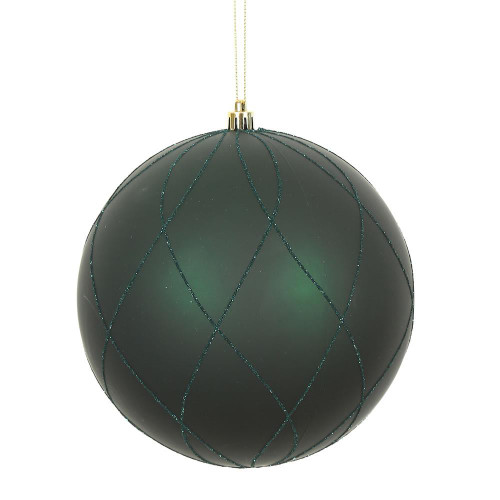  Vickerman N170774D 6" Midnht Grn Matt Glitt Swirl Ball 3/Bx 