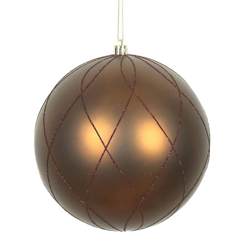 Vickerman N170776D - 6 inch Mocha Glitter Ball Christmas Ornament - 3 Pack
