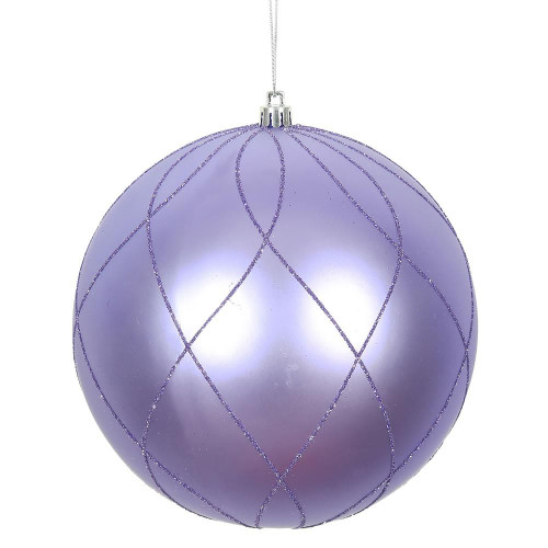 Vickerman N170786D - 6 inch Lavender Glitter Ball Christmas Ornament - 3 Pack