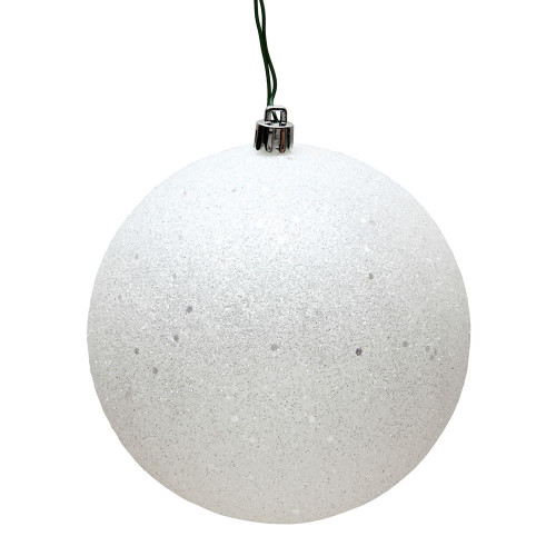 Vickerman N591011DQ 4" White Sequin Ball Drilled 6/Bag