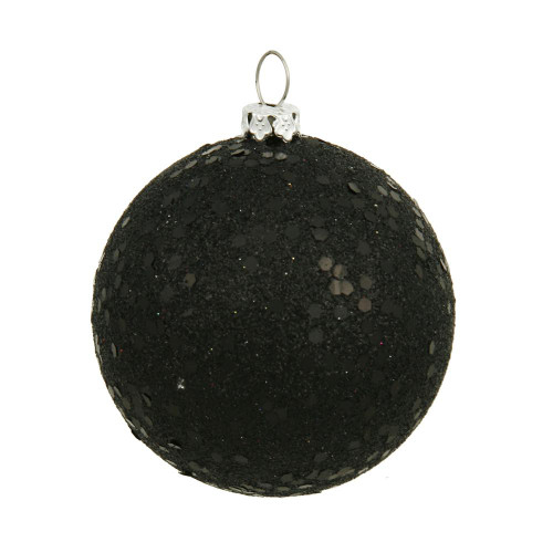 Vickerman N591017DQ 4" Black Sequin Ball Drilled 6/Bag
